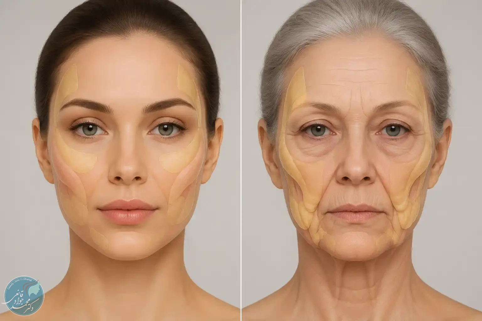 مقایسه تغییرات کمپارتمان‌های چربی صورت در جوانی و میانسالی