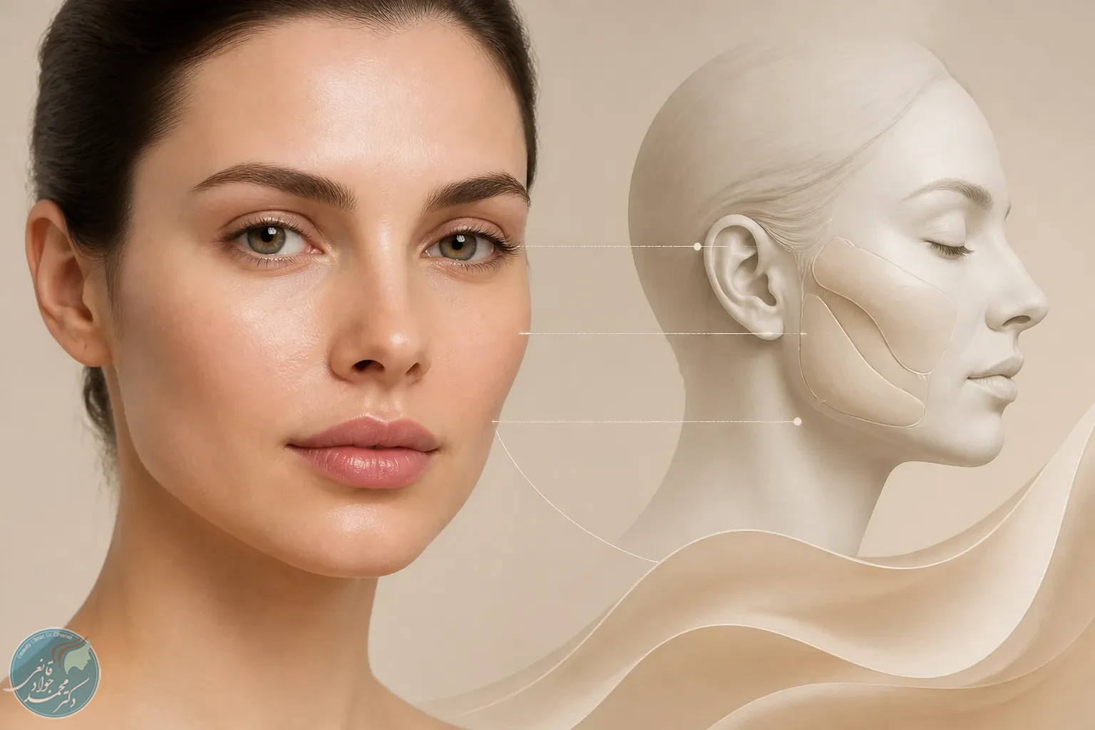 بازسازی متعادل حجم میدفیس و گونه بدون برجسته‌سازی بیش از حد