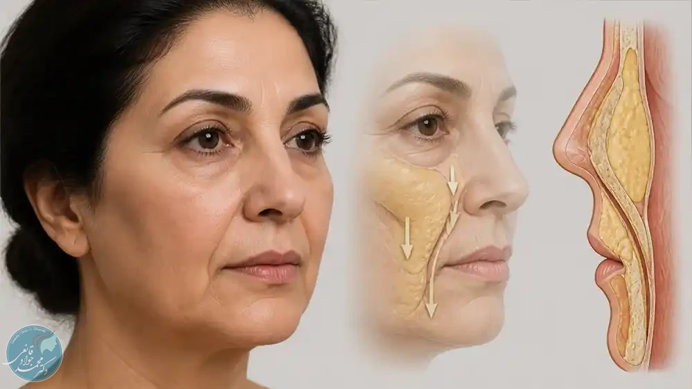 افتادگی گونه و تجمع بافت بالای خط خنده به عنوان علت نامناسب بودن تزریق مستقیم فیلر